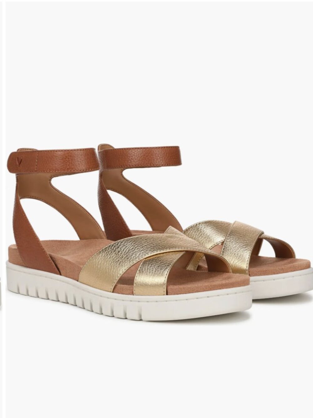 NEW $145 Vionic Uptown Merced Platform Sandal 6 M, GOLD Leather